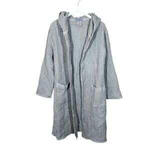 Onsen Hooded Waffle Robe in Cinder Grey Size Small Supima Cotton Unisex No Belt